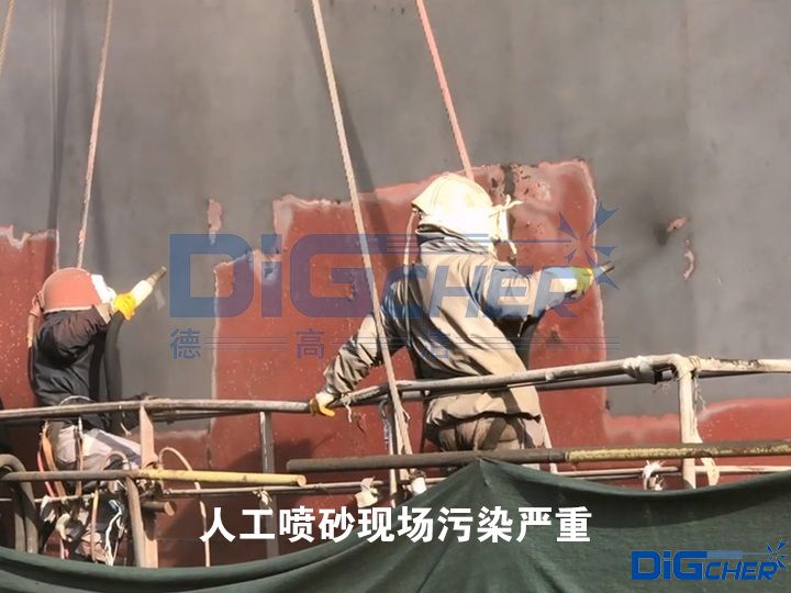 人工噴砂現(xiàn)場污染嚴(yán)重